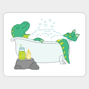 Funny bathing dinosaur spa day illustration Magnet